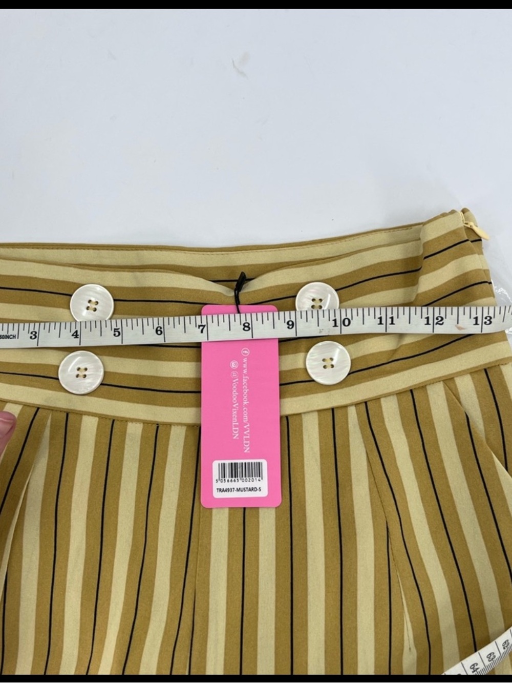 Voodoo Vixen NWT Mustard Stripe Sailor Pants S 4 Retro Wide Leg High Rise - Picture 8 of 9